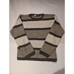 Fluid International Men L Striped Textured Pattern Knit Sweater VTG Made In USA